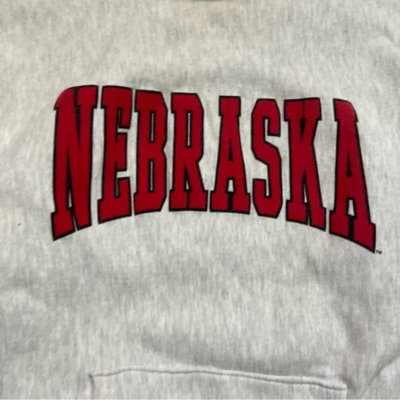 Vintage Nebraska Heavyweight Sweatshirt with Hoodie Pocket NCAA - Picture 3 of 9